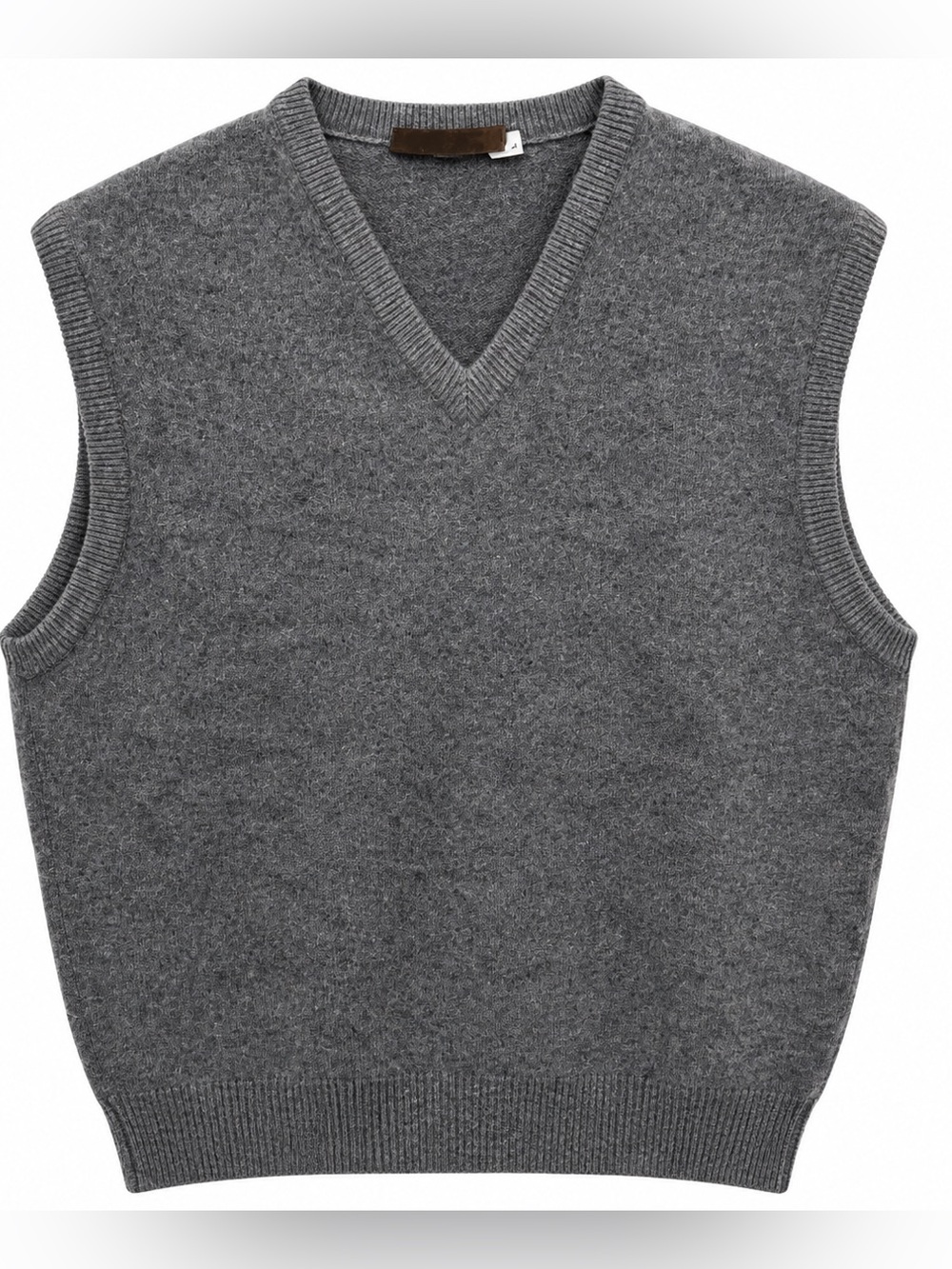 Huntington Men’s L 100% Lambswool Sweater Vest Gray V-Neck Wool Knit Classic